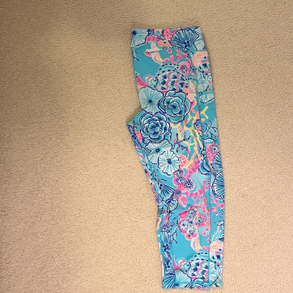 Lilly Pulitzer womens Leggings in Blue and Pink Floral XXL